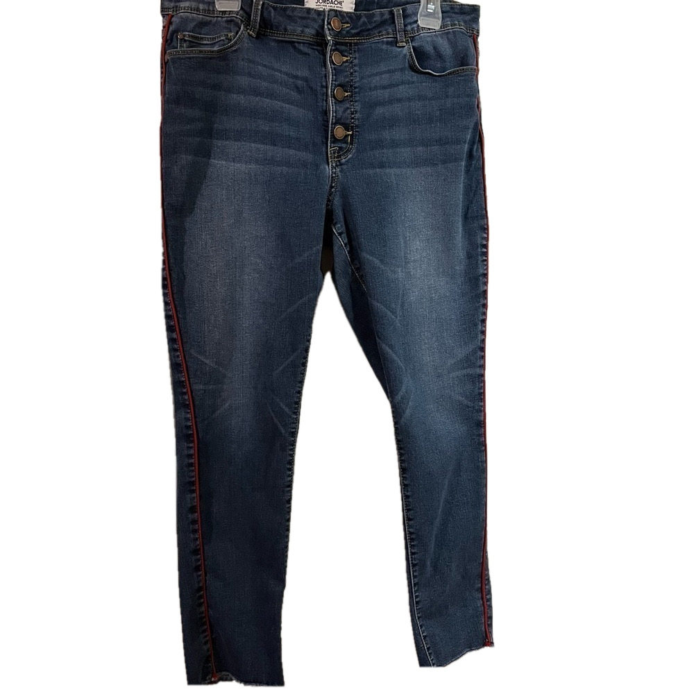 Size 14 Jordache High Rise Ankle Skinny Jean With Red Piping